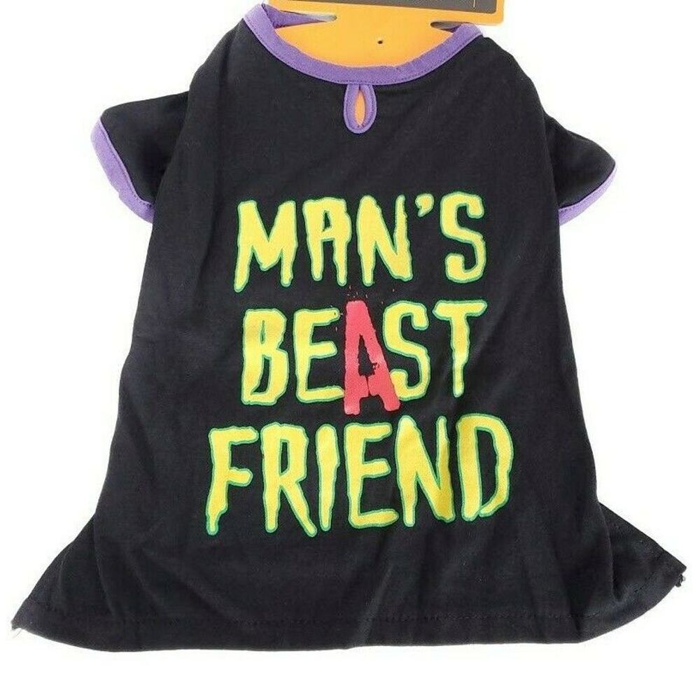 Halloween Dog Costume Shirt Medium Black "Man’s Best Friend" Pet Tee